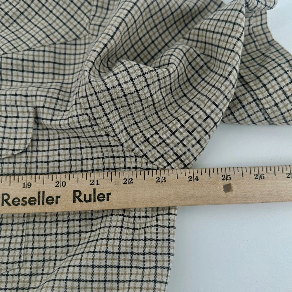 Ely Cattleman Shirt Men L Tan Plaid Regular Fit Western Pearl Snap Short Sleeve
